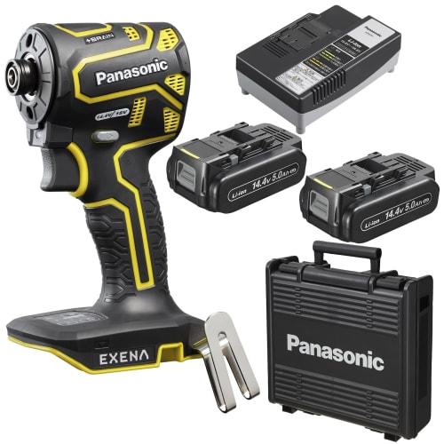 Panasonic Rechargeable Impact Driver EXENA (14.4V 5.0Ah Battery Pack X 2/Charger/Plastic Case Included) Dual (14.4V/18V Compatible) + BRAIN Equipped W