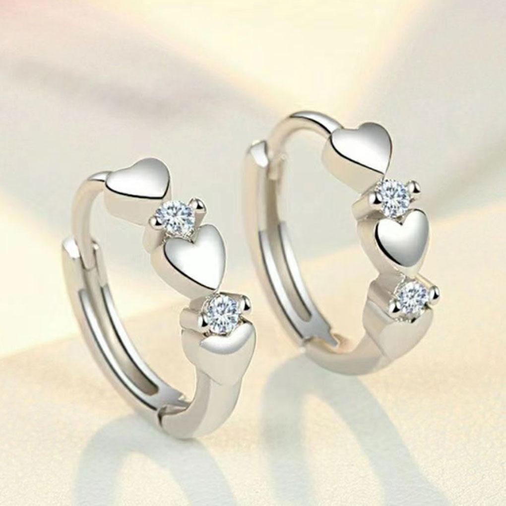 2pcs Alloy Elegant Zircon Decor Earrings - For Mothers Sisters And Friends Hearts Shape Slimming