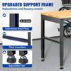 Workbench Adjustable Height, 183 x 64 cm Garage Table w/ 72 – 97 cm Heights & 900KG Load Capacity, with Power Outlets & Hardwood Top & Metal Frame &
