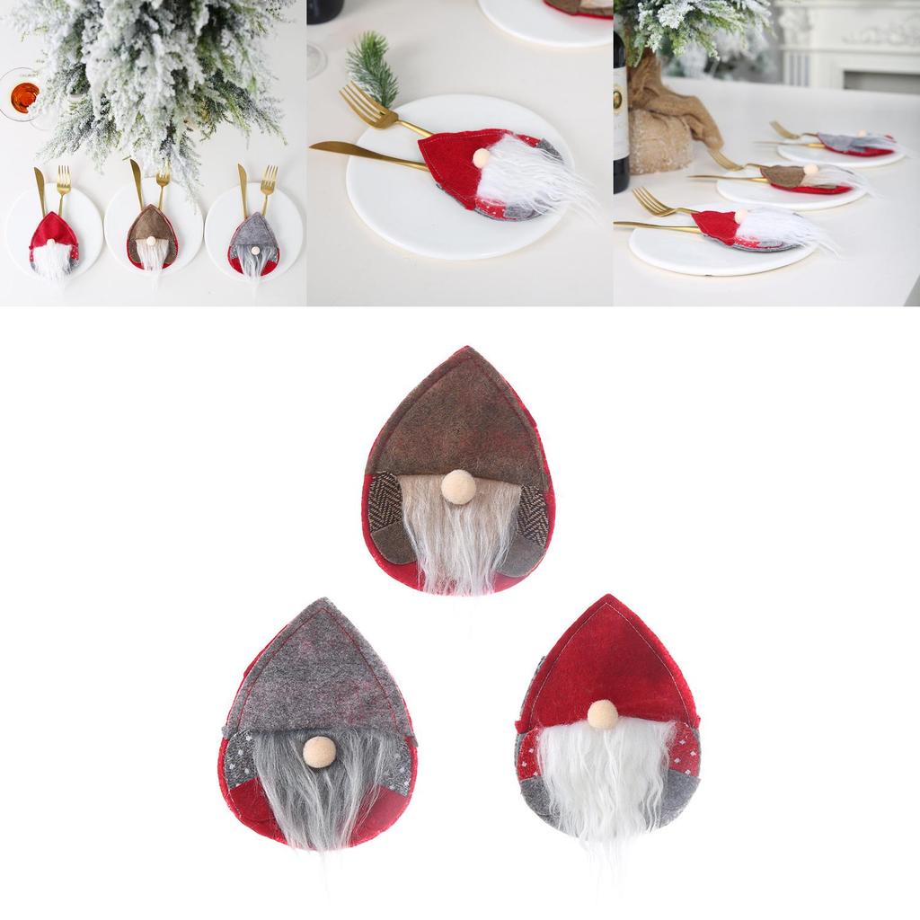 Delightful Khaki Nordic Old Man Cutlery Bag For Joyful Holiday Table Settings