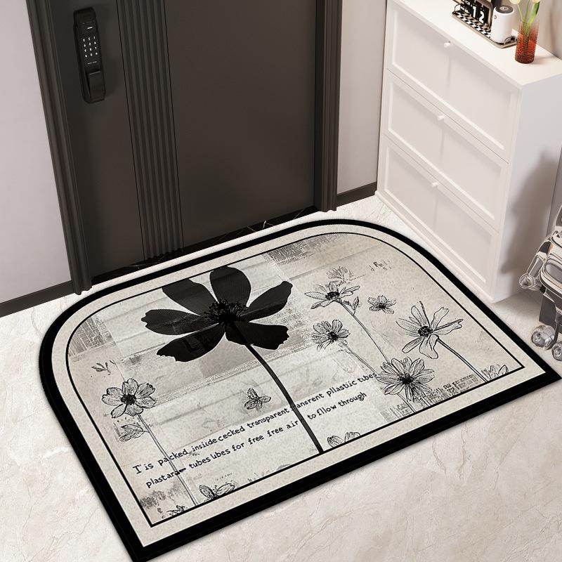Entry Door Floral Silk Floor Mat Household Entrance Door Dirt Mat Outdoor Dirt Resistant Dust Removal Can Be Tailored Carpet