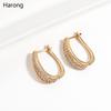 Trendy Copper Zirconia Earrings For Women Fashion Aesthetic Stud Jewelry Female Wedding Proposal Earring