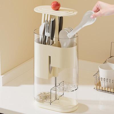 Household Multi-Functional Tableware Rack Dustproof and Moisture-proof Kitchen Tableware Drain Rack for Chopsticks Spoon Fork