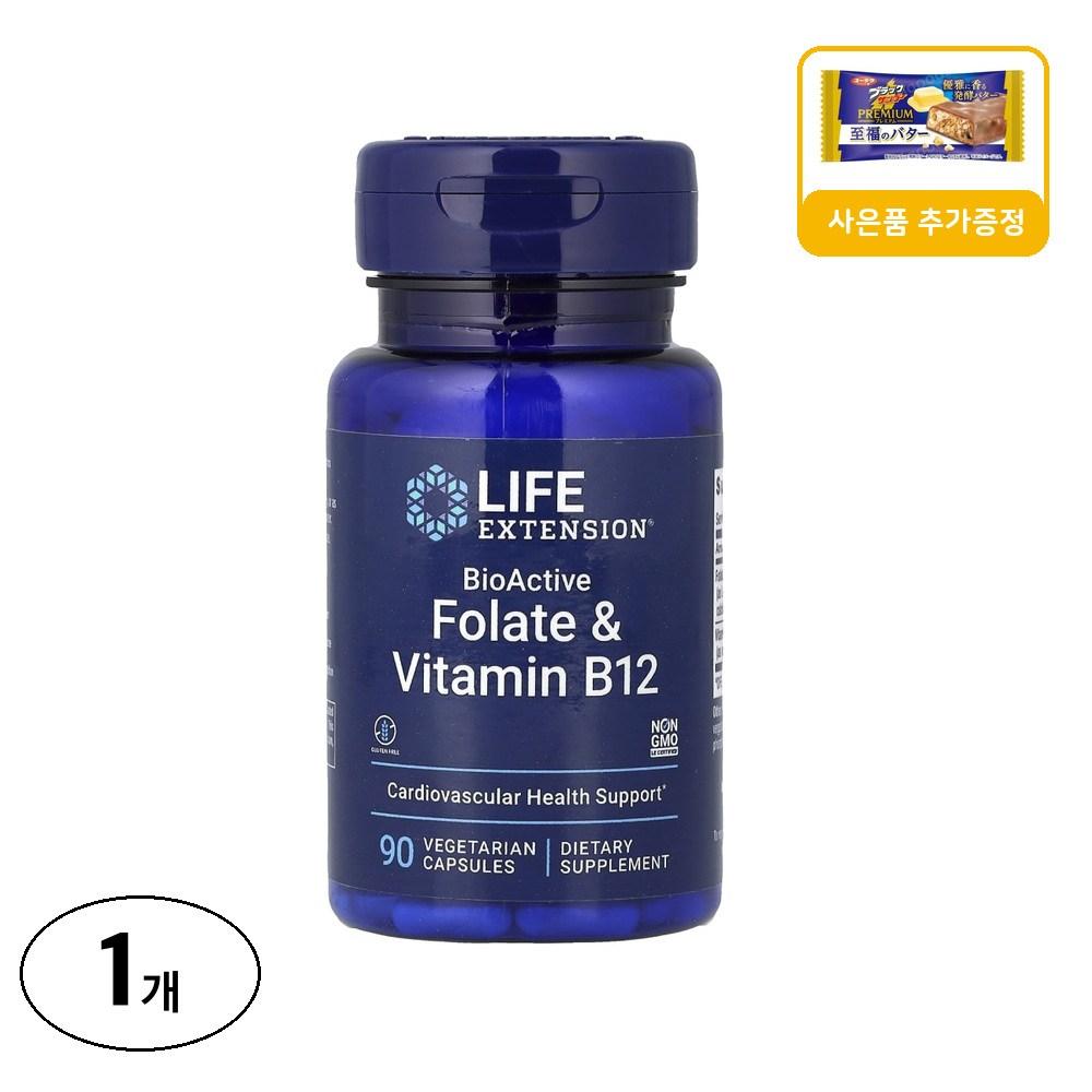 Life Extension Bioactive Folic Acid & Vitamin B12 Veggie Capsules 90 Tablets 1 Pcs