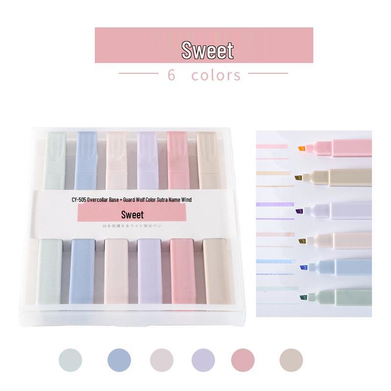 Creative 6-Color Soft Tip Highlighter Set for Journaling and Students