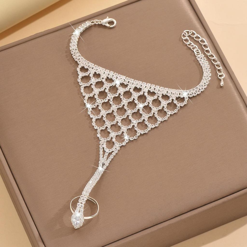 Trendige Strass-Fingerlose Handkette mit europäischem und amerikanischem Flair
