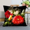 Neuankunft Gerbera Blumenkissenbezug Schlafzimmer Home Office Dekorative Kissenhülle Quadratisch Reißverschluss Kissenbezüge Satin Weich Kein Ausbleichen