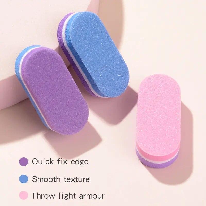 50PCS Nail File Polishing Sponge Mini Small Oval Double Sided Polishing Repair Type Bean Curd Block Manicure Tool Manicure Set