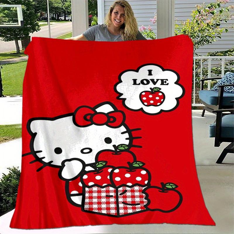 1pc. Hello Kitty Red Polka Dot Apple Basket Blanket - Home Office Outdoor Gift Suitable for All Seasonsz041745