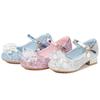 Mädchen Blaue Kristall Prinzessin Absätze - Frühling/Herbst Rutschfeste Modeschuhe mit Blumendetail für Kinder