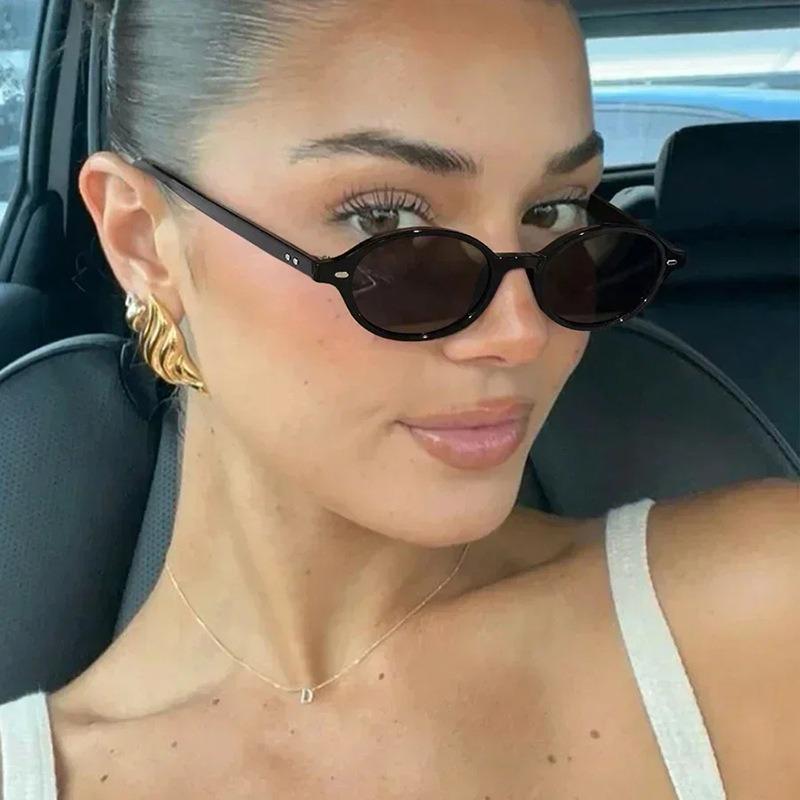 Rice Nail Small Frame Oval Sunglasses Women Men Simple Fashion Decoration Sun Glasses Leisure Commute Shade Glasses