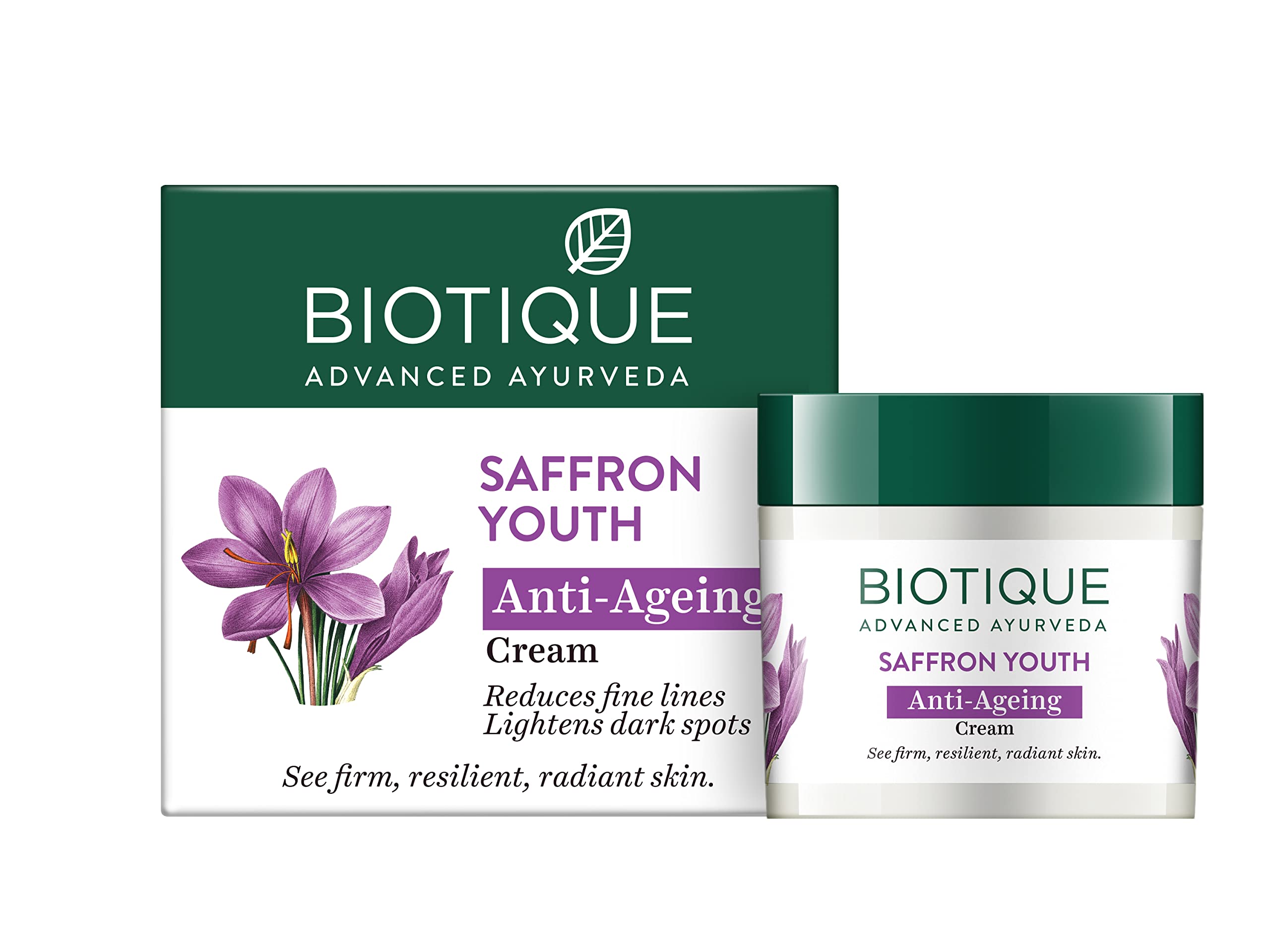 Biotique Bio Saffron Dew Увлажняющий крем для молодости кожи | Защищает клетки кожи | Предотвращает старение и сохраняет youthful glow | 100% растительные экстракты | Подходит