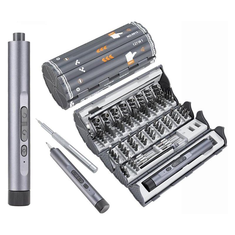 Premium-Precision Screwdriver Set Mini Electric, 127-In-1 Magnetic Bits, Rechargeable USB-C, LED Light, Manual& Electric Modes серый