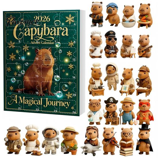 Novelty Gift for Capybara Lovers 2026 Christmas Advent Calendars, 24 Days Countdown with Creative Desk Accessories Cute 2D Hanging Ornaments, Holiday