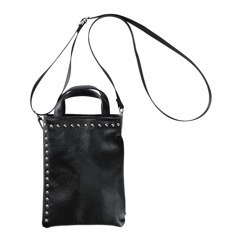 

[Root] 0661 Crossbody with shoulder mini tote bag baby roux silver studs BR silver_studs (01 black)