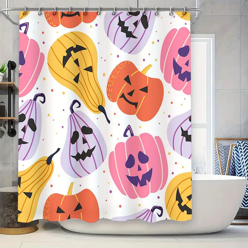 

Halloween-themed shower curtains with cute pumpkin designs perfect for adding a spooky touch to your bathroom decor Made from d 90x180cm