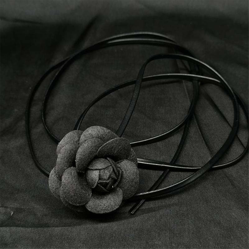 2Pieces Flower Neck Jewelry Set Fabric Necklace Women Neckwear Charm Necklace Date Jewelry Suitable for Daily Wear