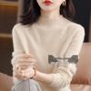Women's 100% Pure Wool Cashmere Sweater - Half-High Neck, Autumn/Winter Knit, Loose-Fit Base Layer