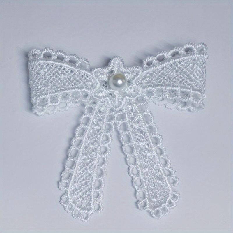 10Pc 3D Double-layer Handmade Bead Bow Embroidered Cloth Sticker Headband Decorative Cloth Sticker
