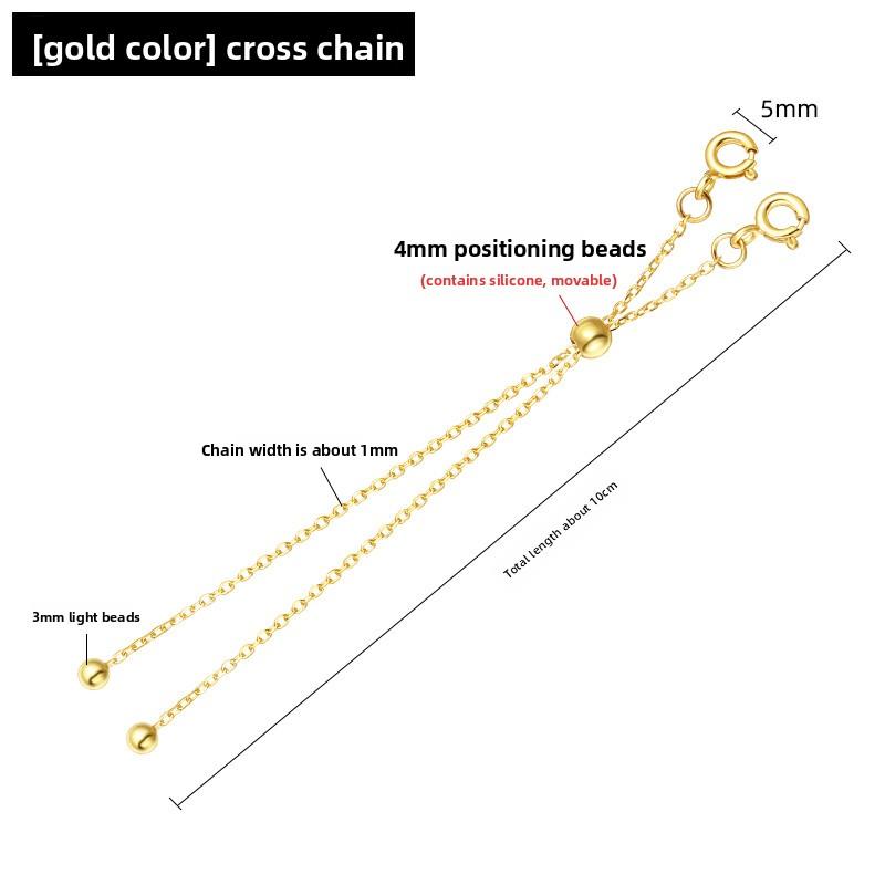 XD S925 silver double buckle extension chain pearl necklace adjustable DIY accessory retractable chain