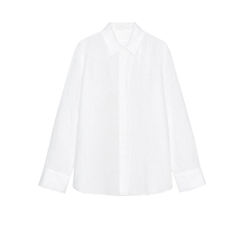 Linen Blend Long Sleeves Lapel Shirt 4786090 Linen Blend Wide Leg Mid Waist Casual Pants 4786091