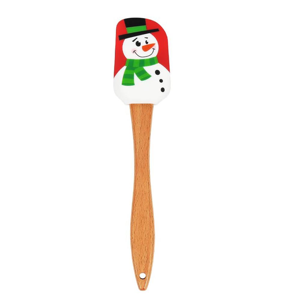 4 Pcs Christmas Silicone Spatula, , Christmas Spatulas with Wooden Handle for Baking, Supplies for Cooking, Gifts and Decoration