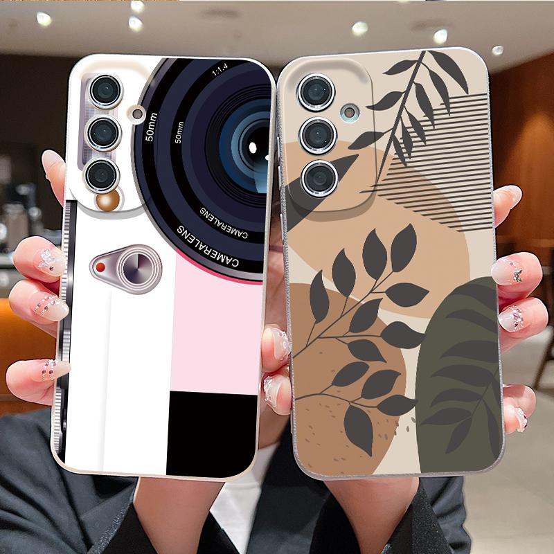 Abstract Geometry Style Case For Samsung S26 S25 S24 Ultra S23 S22 S21 FE A15 A16 A17 A35 A36 A37 A54 A55 A56 A57 5G Leather Texture Soft Cover