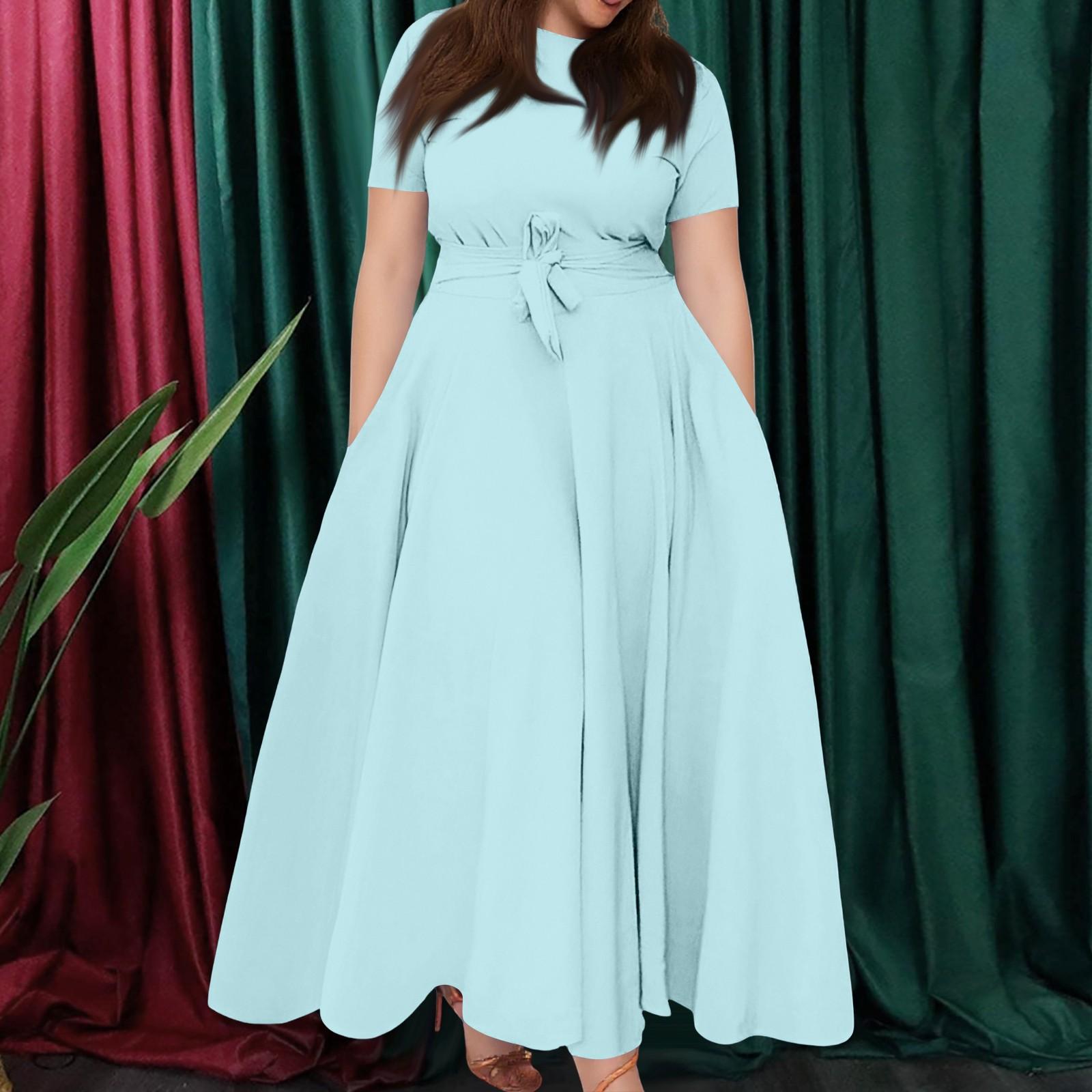 

Женское повседневное модное свободное платье большого размера с круглым вырезом и короткими рукавами на бретелях XXXXXL