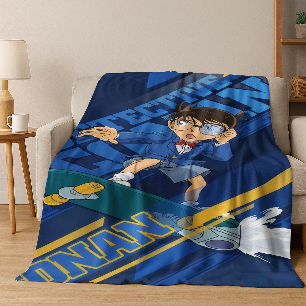 Retro Anime Detective Conan Cartoon Flannel Blanket,Warm and Cozy Soft Throw Blanket for Home Bedroom Bed Sofa Picnic Cover Kids