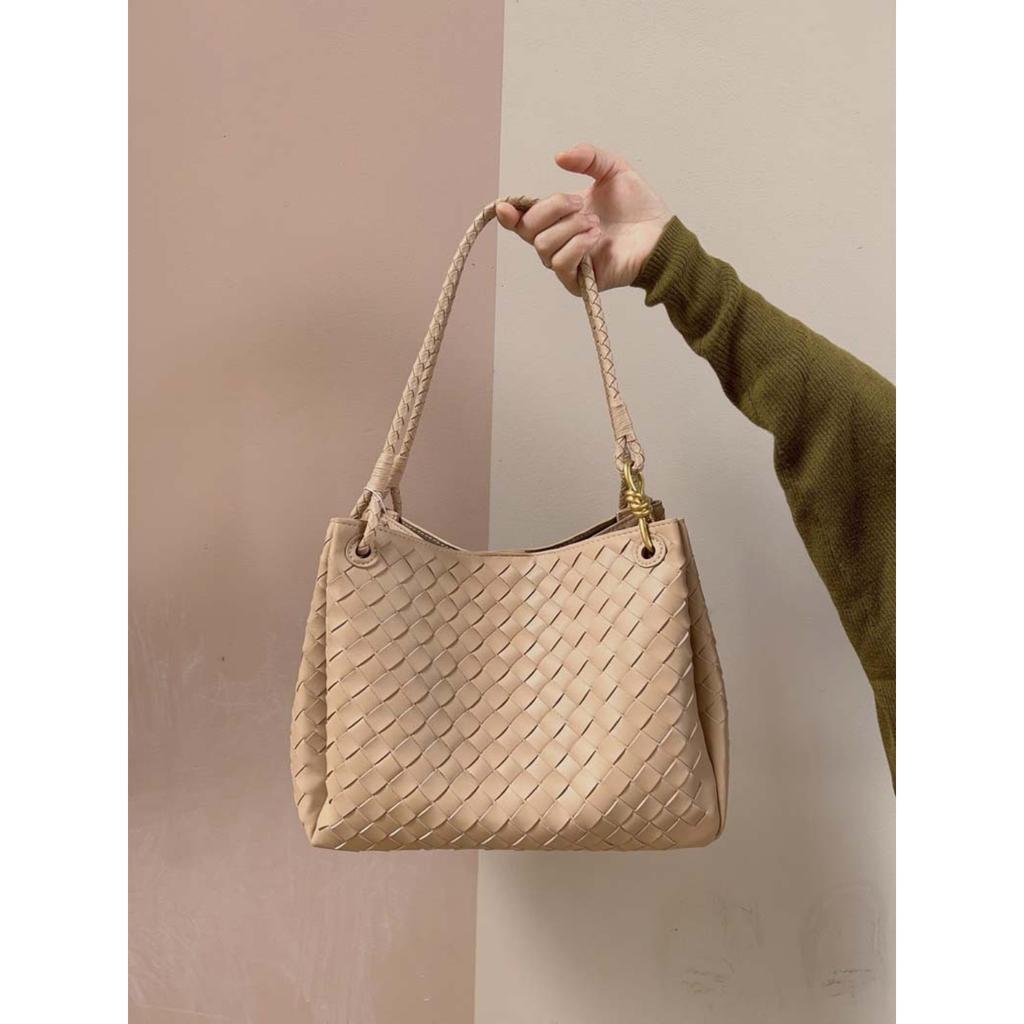 Borsa a tote in pelle a paracadute da donna intrecciata a mano a spalla a tracolla borsa cesto vegetale grande pendolare tendenza