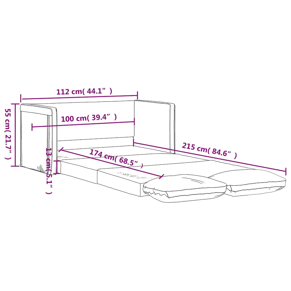 Floor Sofa with Sleeping Function Cream 112x174x55 Cm Fabric