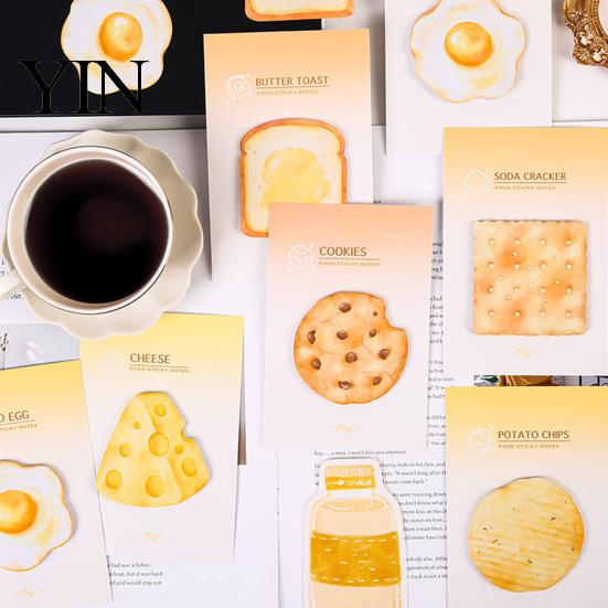 Adhesive Memo Pad Stick Note Pads, Funny Toast Bread Cookie Cheese Design Cute Notepad, 30 Loaf Shape Notes Sheets/Pad Self for Home Office