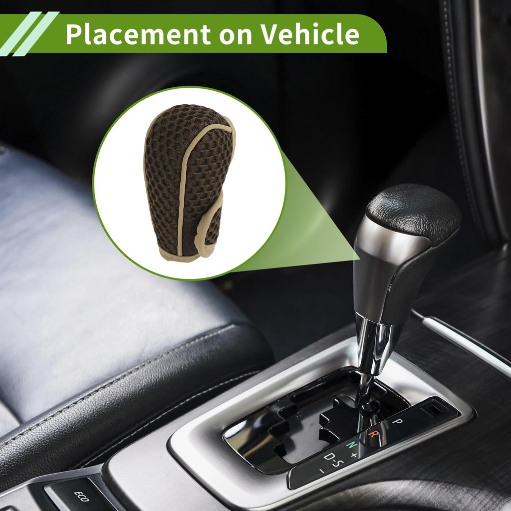 HOPESPANNER Universal Gear Shift Knob Cover Stick Shift Handle Protector Automotive Fabric 1Pc Anti Slip Dark Brown