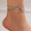 Fashion Design Geometric Metal Chain, Multi-layer Hollow Love Scallop Pendant Anklet