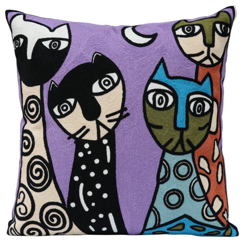 Abstrakcyjny Van Gogh Miau Pełny Haft Haft Picasso Poszewka na Poduszkę Przyłóżkowa Poduszka do Samochodu