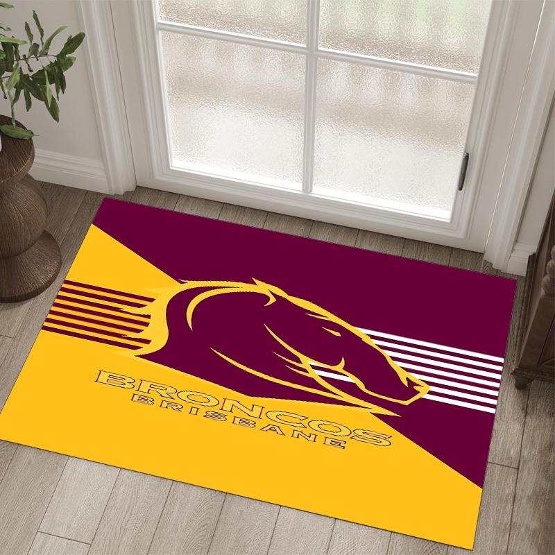 Brisbane Broncos Design Crystal Velvet Carpet Cozy Non?Slip Printed Rug For Bedroom Living Room Entrance
