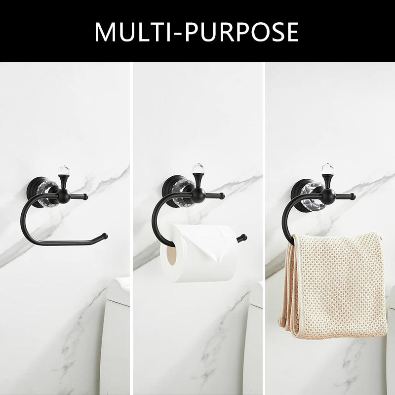 2-Piece Bathroom Bath Set, Wall Mounted Bathroom Hardware Fixture (Towel Ring Holder, Toilet Paper Towel Holder), Zinc Alloy