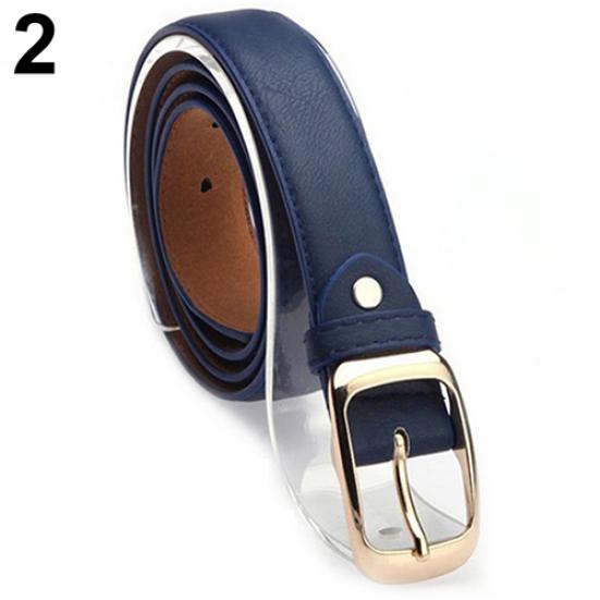 Fashion Women Faux Leather Alloy Pin Buckle Waist Strap Belt Slim Waistband