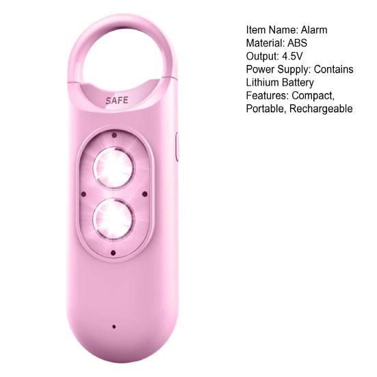 Wiederaufladbarer Sicherheitsalarm-Schlüsselanhänger 130dB Lauter Alarm mit LED-Blitzlicht Schlüssel Rucksack Wasser