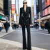 Ensemble veste et pantalon slim-fit mode européenne et américaine strass et perles - En stock 2026