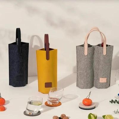 Wine Bag Felt Single Bottle Insulated Tote Bottle Wine Carrier Bag Padded Wine Cooler Gift For Wine Lovers Or Wedding