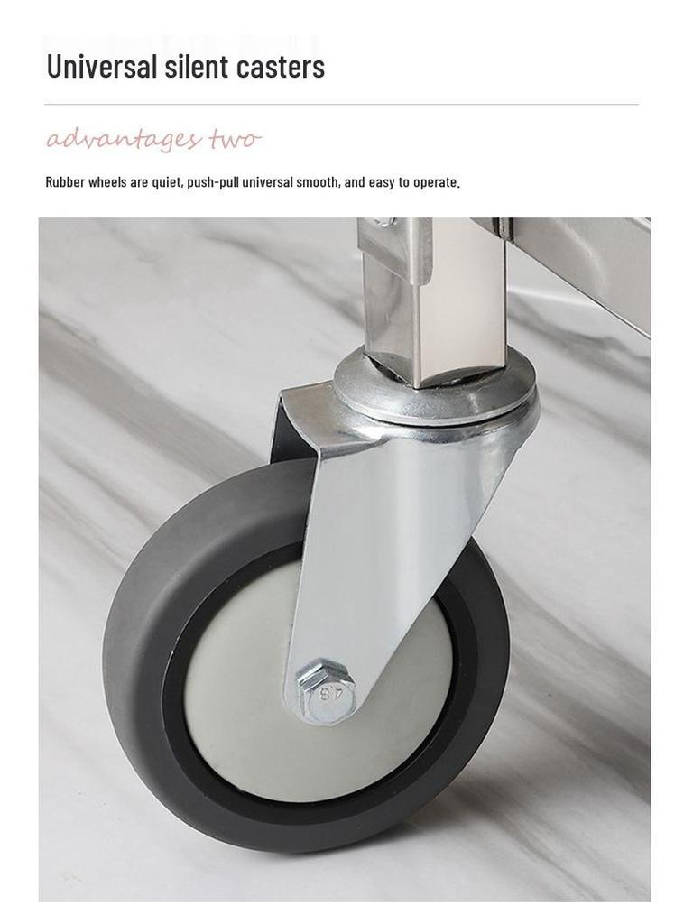 Stainless Steel Two-Tier Mobile Dining & Serving Cart