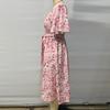 Summer Short Sleeve Women Printed Loose Dress Fashion V-neck Ruffle Lace Up A Line Floral Casual Dresses Women Elegant Slim Vintage Sexy Dress 26175