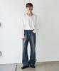 DRAW FIT Silket Cotton U-Neck Long Sleeve T-Shirt [White]