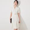 Aishangchen 2024 Women's White Slim Fit Summer Work Dress with Short Sleeves