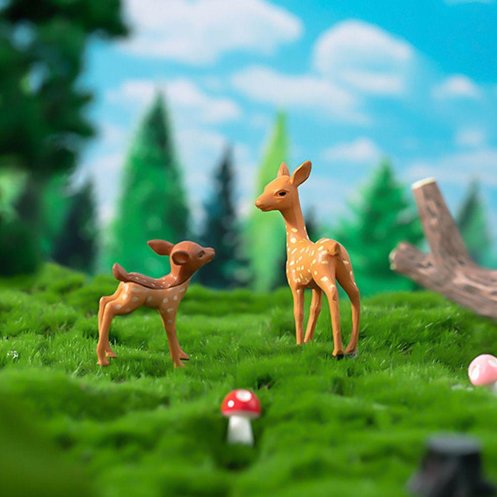 Plastic Crafts Sika Deer Figurines Mini Micro Landscape Ornaments Deer Miniature Statue  Bonsai