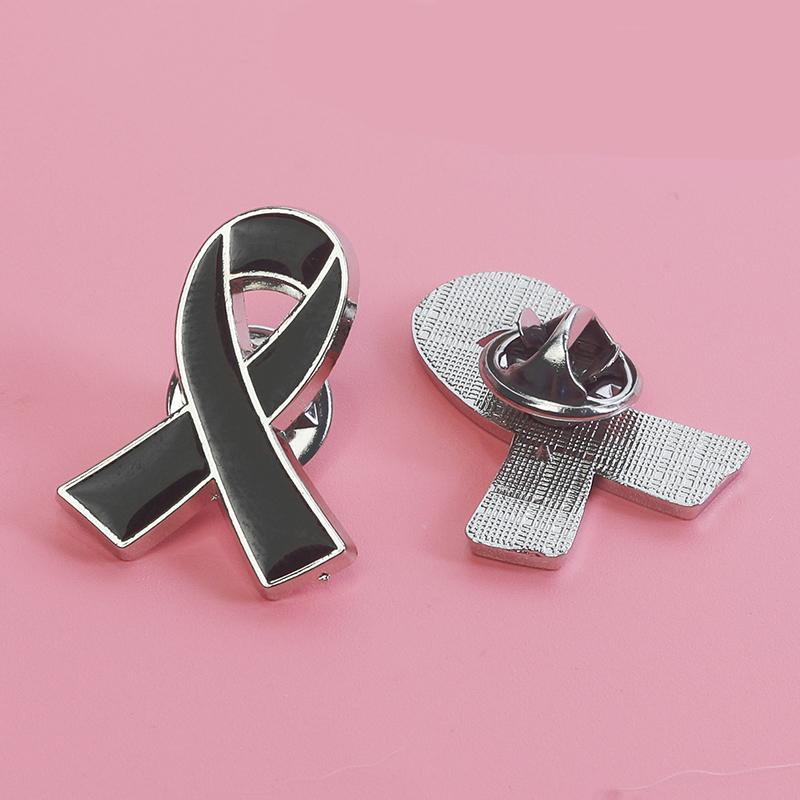 Remembrance Memorial Mourning Lung Cancer Emphysema Awareness Black Ribbon Pin Brooch Funeral Memorial Brooch Decorations