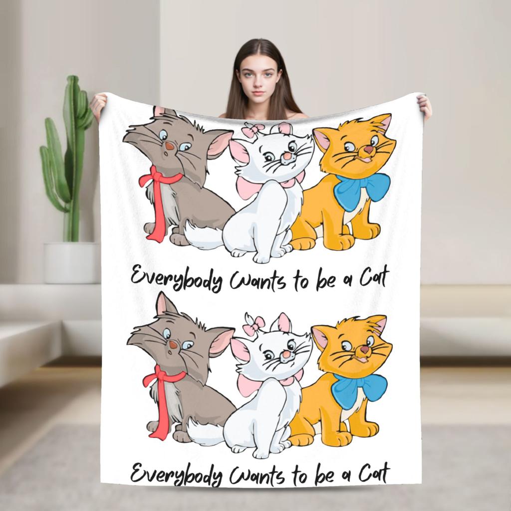 Aristocats Cats Family Cartoon Blanket Fleece Summer Portable Warm Throw Blankets for Bedding Couch Bedspreads