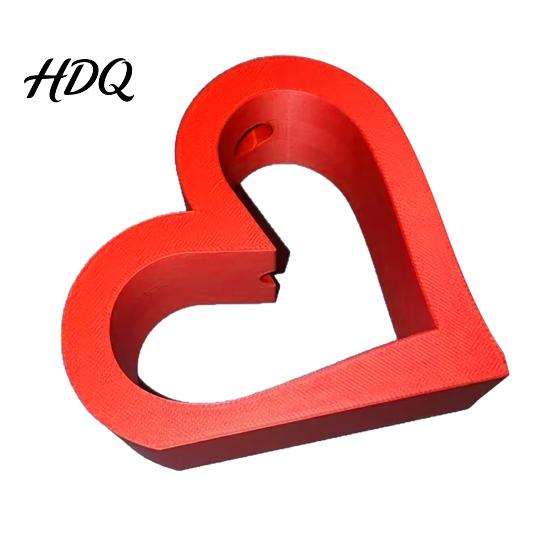 Single Stem Flower Holder for Desk 3D Printed Hollow Heart Vase, Red Love Shaped Exquisite Desktop Art Ornament Minimalist Tabletop Decor, Romantic