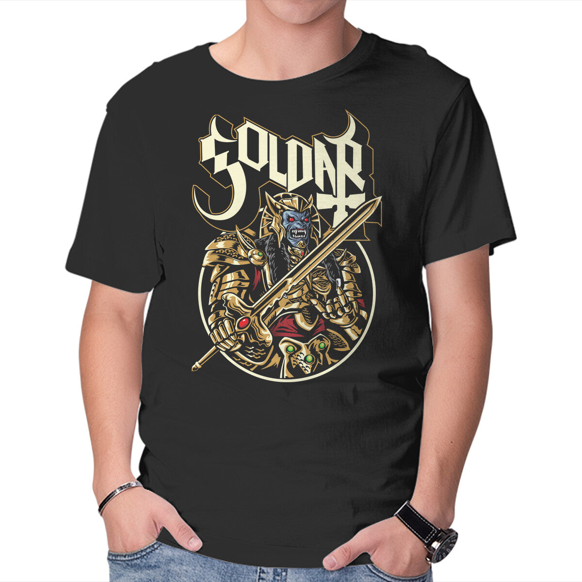 Unisex Crew Neck T-Shirt Golden Beast Graphic Short Sleeve Casual Tee XL